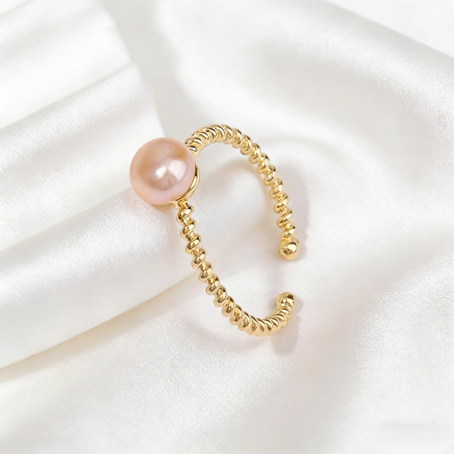 Lulou Serene Beaded Band Freshwater Pearl Ring