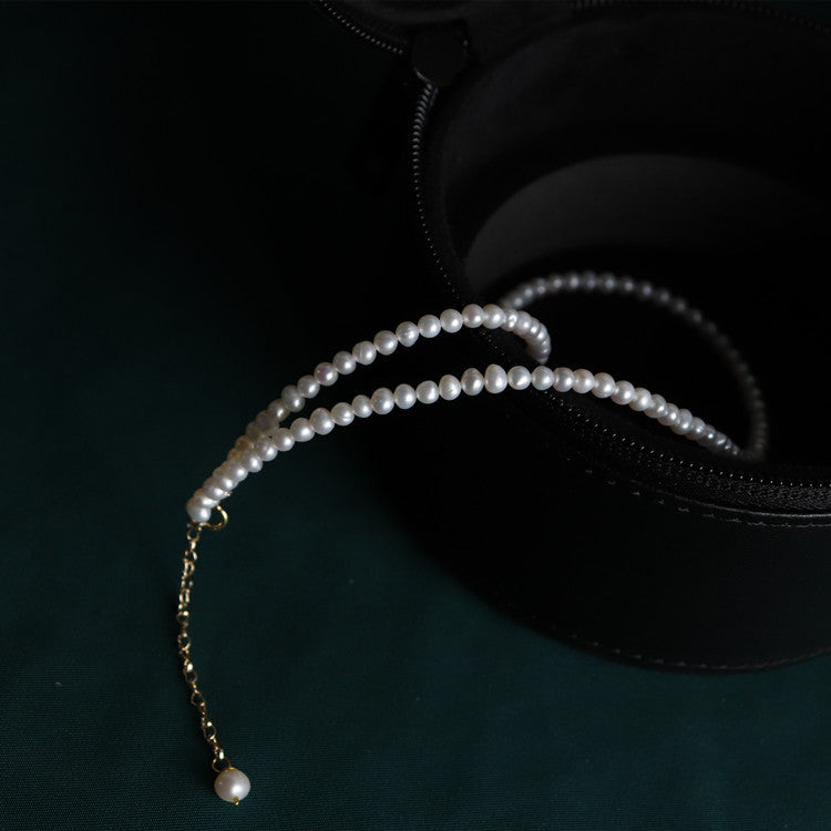 402-4-5mm Full Chain Freshwater Real Pearl Necklace