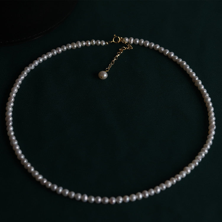 402-4-5mm Full Chain Freshwater Real Pearl Necklace