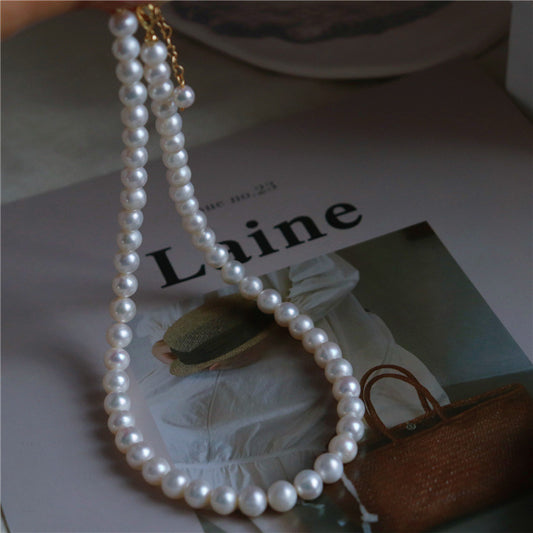403-8-9mm Full Chain Freshwater Real Pearl Necklace