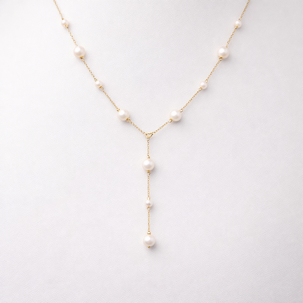 Lulou Effortless Scattered Pearl Adjustable Drop Necklace