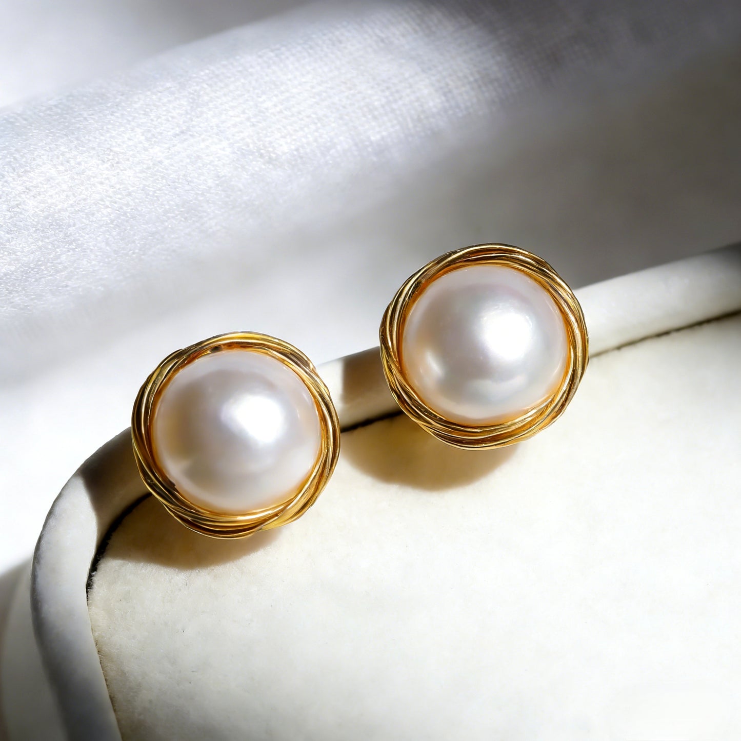 Lulou Soft Wrapped Pearl Stud Earrings
