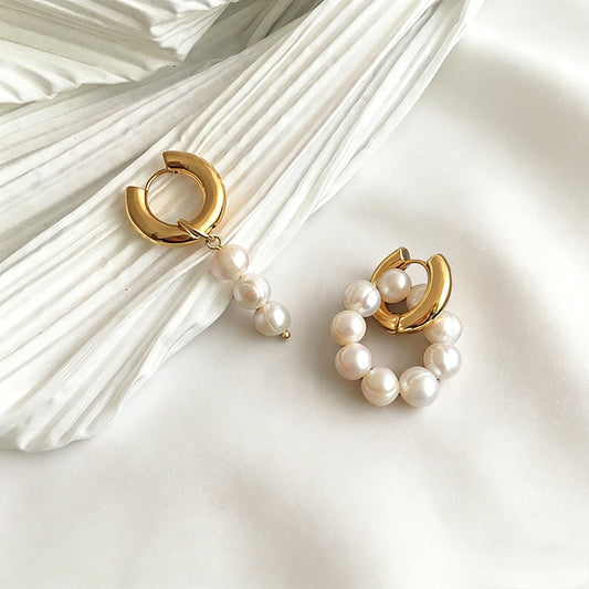 Lulou Modern Asymmetric Baroque Pearl Earrings