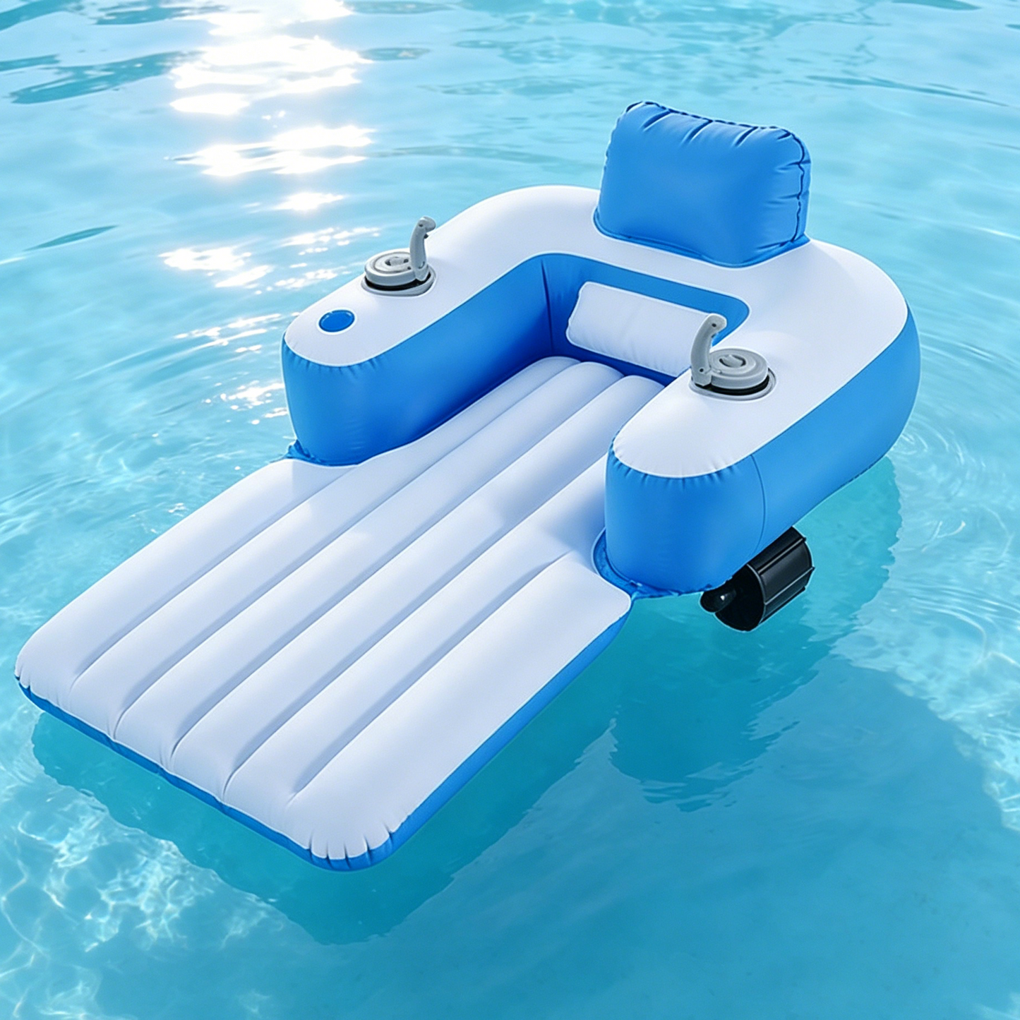 Lulou Electric Pool Float with Dual Motors & 360° Spin, Motorized Inflatable Lounger Raft for Adults Teens Kids, Rechargeable Battery,  Fun Pool Party Accessories for Swimming Pools