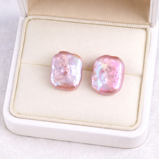 Lulou Luminous Baroque Square Pearl Earrings