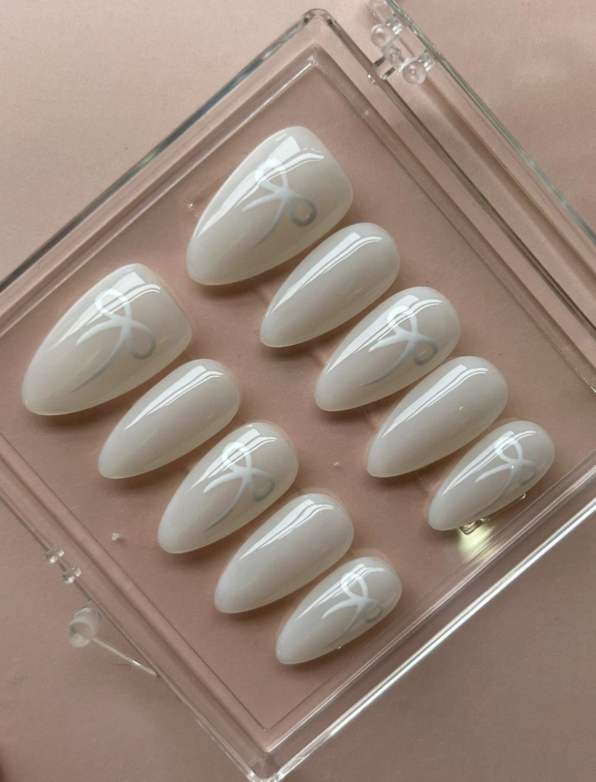 Nail Clearance Acrylic Handmade Reusable Press On Nails White Collection Wedding Vacations Gift For Her