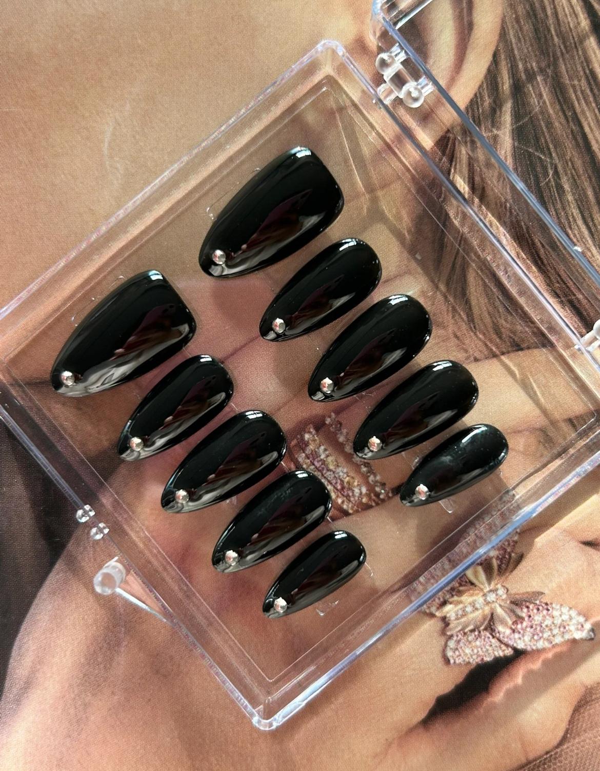 Nail Clearance Acrylic Handmade Reusable Press On Nails Black Collection Daily