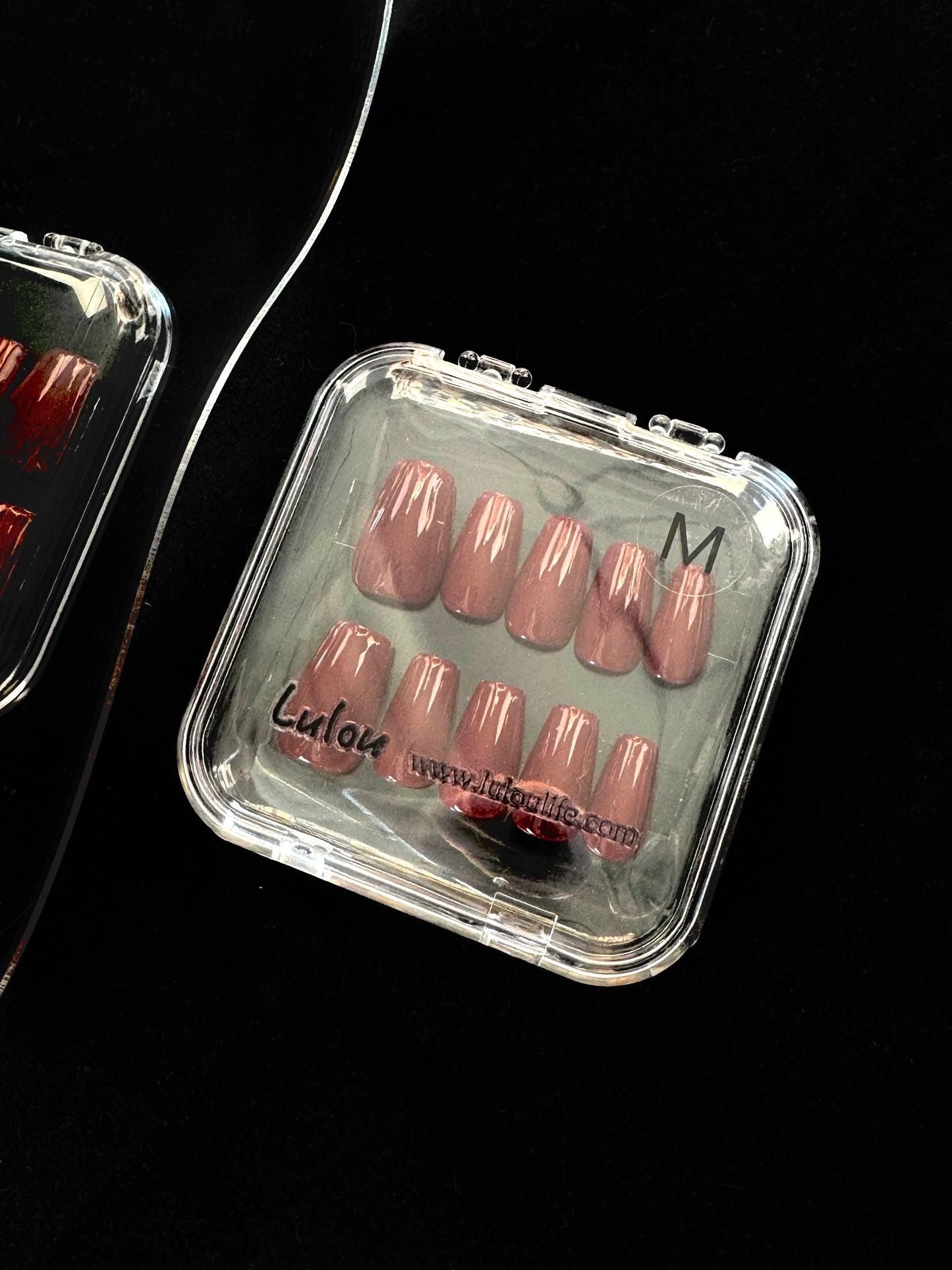 Lulou Red Luxe Gloss Long Square Press On Nails Glossy Solid Tone Handmade Acrylic 10PCS Christmas Winter Holiday Trend 2025