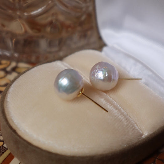 Lulou Natural Choker-Color Edison Baroque Pearl S925 Silver Gold-Plated Needle Minimalist Stud Earrings