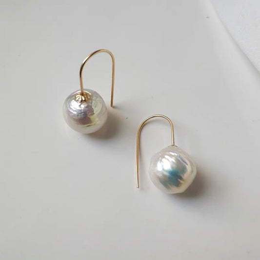 Lulou Lantern-Shaped Baroque Edison Pearl Gold-Filled Drop Earrings