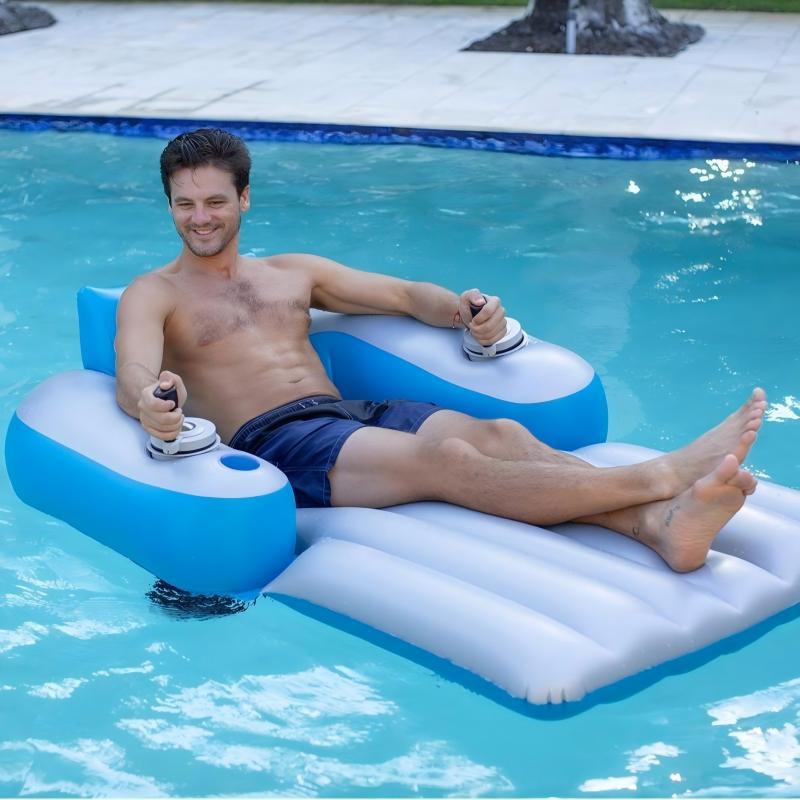 Lulou Electric Pool Float with Dual Motors & 360° Spin, Motorized Inflatable Lounger Raft for Adults Teens Kids, Rechargeable Battery,  Fun Pool Party Accessories for Swimming Pools