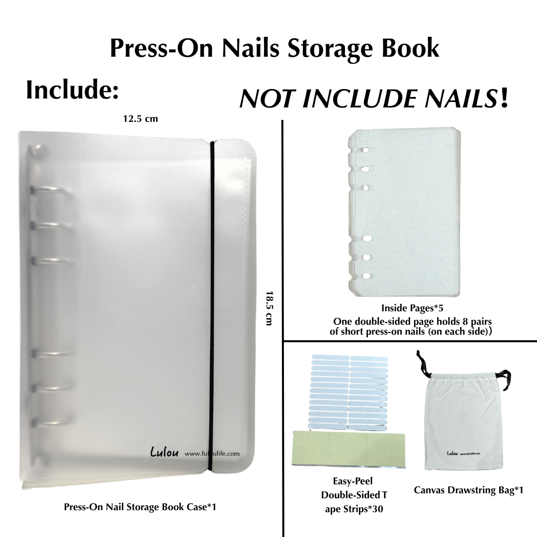 Lulou Multi-Use Storage Book for Press-On Nails, Jewelry, Photos & Cards, Portable A6 Organizer Binder with Pages, Travel-Friendly Design Fits in Handbag , 3 Styles Optional with Gift Accessories Included