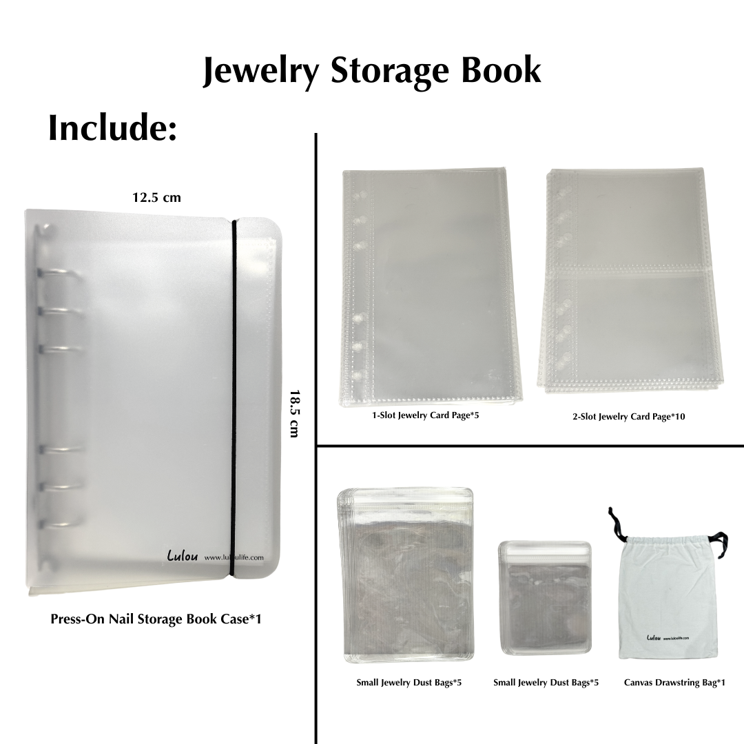 Lulou Multi-Use Storage Book for Press-On Nails, Jewelry, Photos & Cards, Portable A6 Organizer Binder with Pages, Travel-Friendly Design Fits in Handbag , 3 Styles Optional with Gift Accessories Included