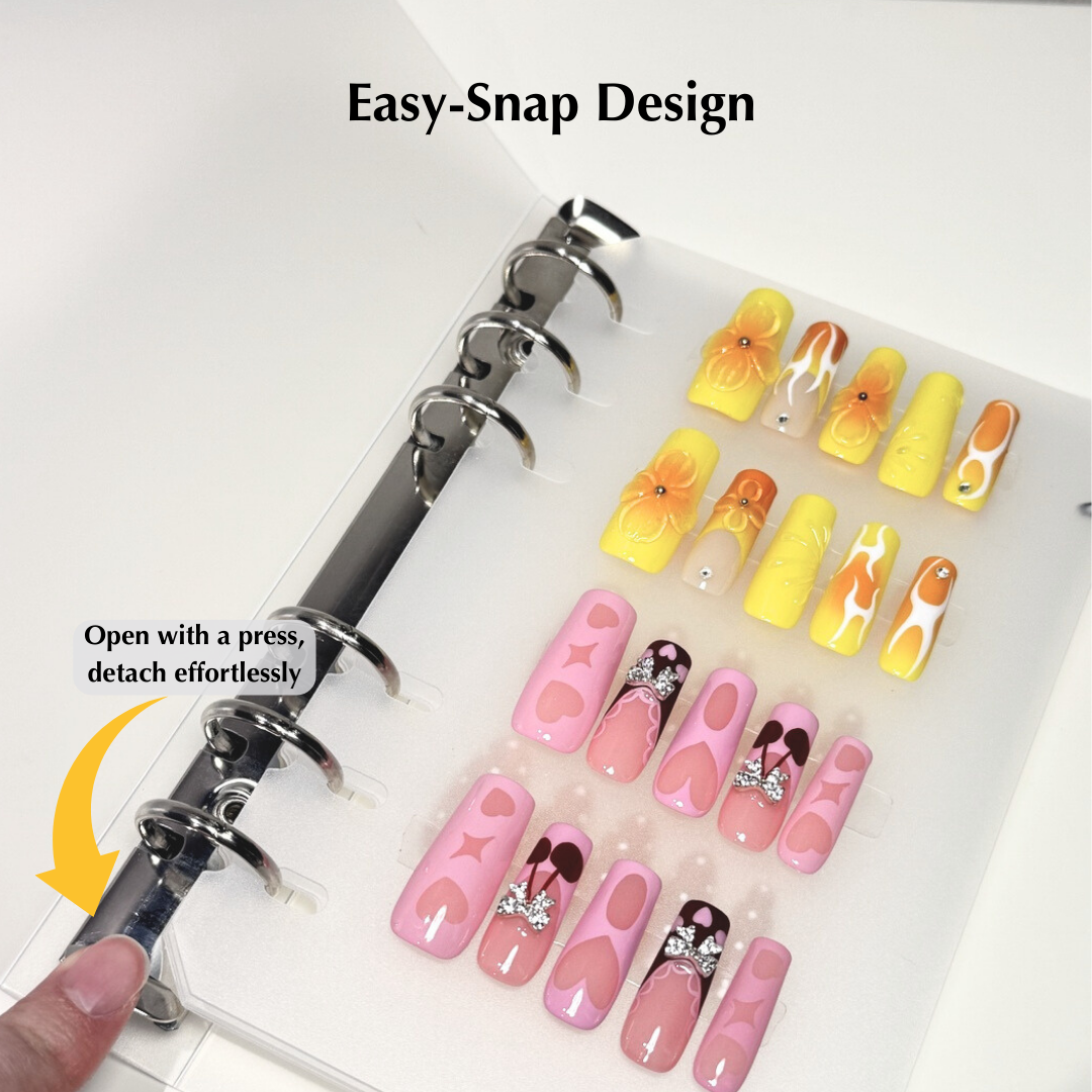 Lulou Multi-Use Storage Book for Press-On Nails, Jewelry, Photos & Cards, Portable A6 Organizer Binder with Pages, Travel-Friendly Design Fits in Handbag , 3 Styles Optional with Gift Accessories Included