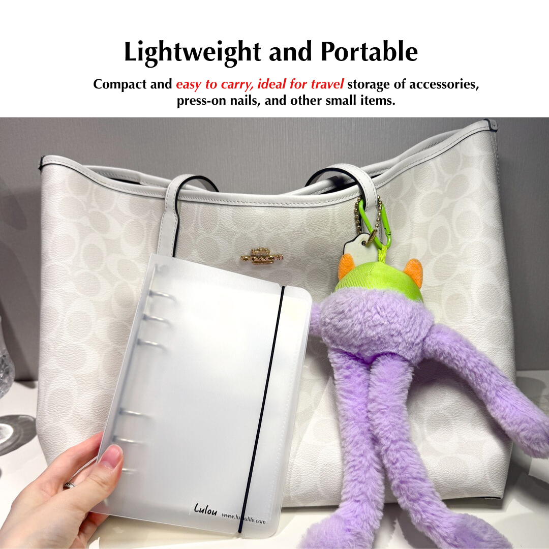 Lulou Multi-Use Storage Book for Press-On Nails, Jewelry, Photos & Cards, Portable A6 Organizer Binder with Pages, Travel-Friendly Design Fits in Handbag , 3 Styles Optional with Gift Accessories Included