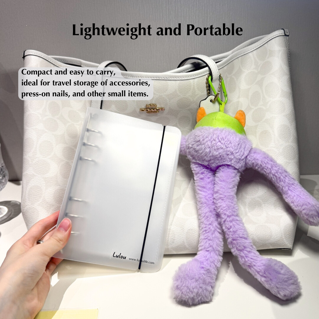 Lulou Multi-Use Storage Book for Press-On Nails, Jewelry, Photos & Cards, Portable A6 Organizer Binder with Pages, Travel-Friendly Design Fits in Handbag , 3 Styles Optional with Gift Accessories Included