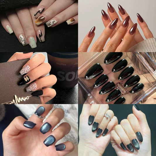 Nail Clearance Acrylic Handmade Reusable Press On Nails Black Collection Daily