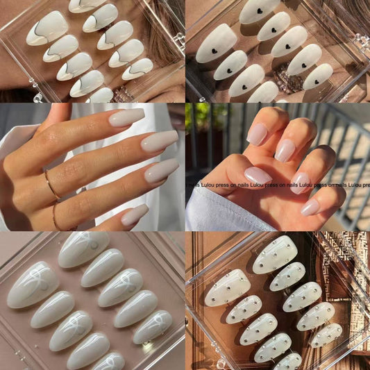 Nail Clearance Acrylic Handmade Reusable Press On Nails White Collection Wedding