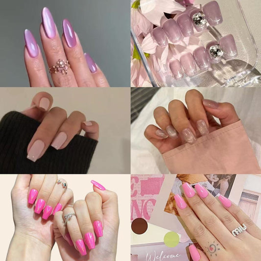 Nail Clearance Acrylic Handmade Reusable Press On Nails Pink Collection