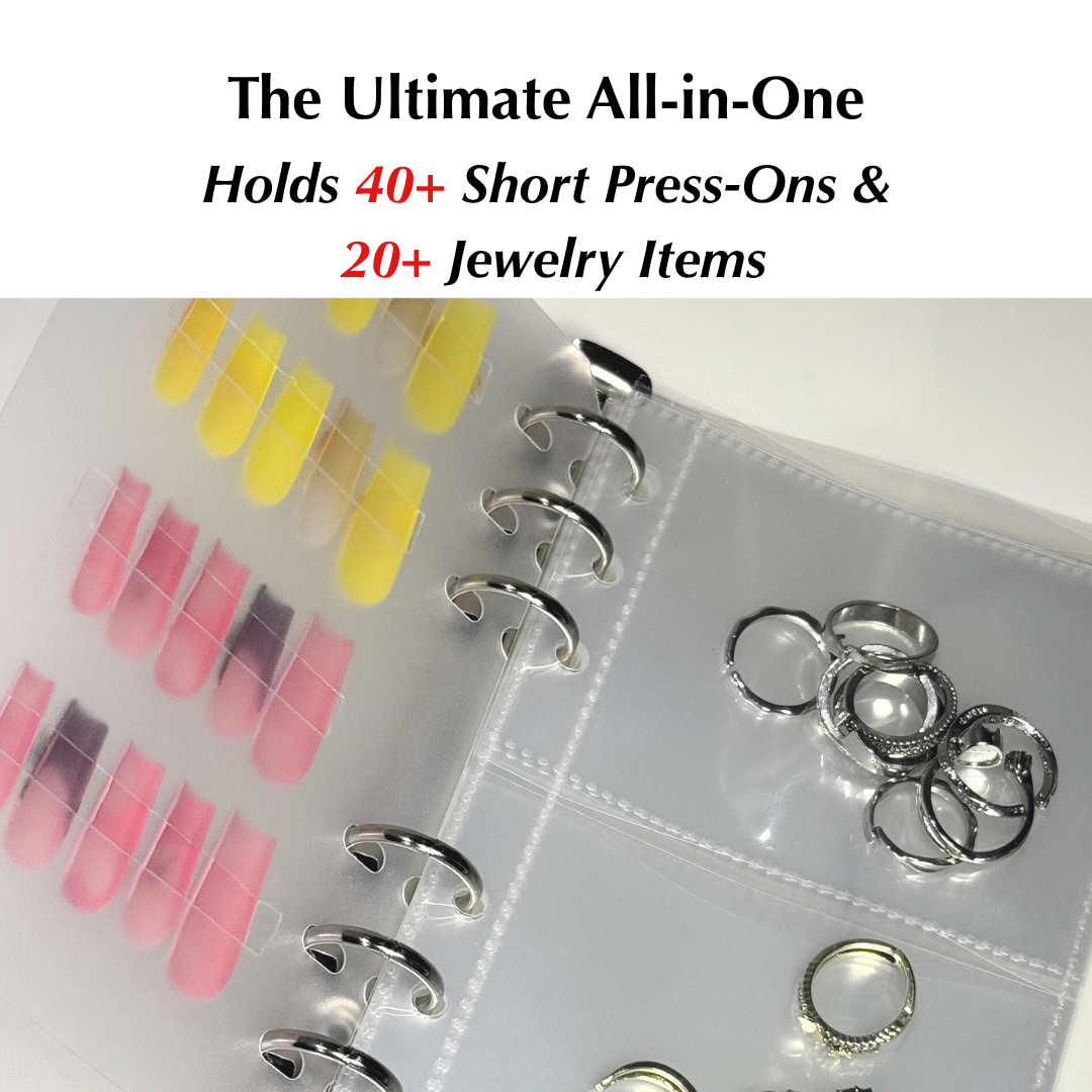 Lulou Multi-Use Storage Book for Press-On Nails, Jewelry, Photos & Cards, Portable A6 Organizer Binder with Pages, Travel-Friendly Design Fits in Handbag , 3 Styles Optional with Gift Accessories Included